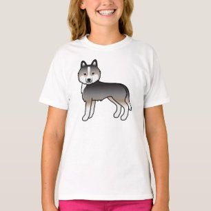 T-shirt Loup clair Gris Sibérien Husky mignon chien de des