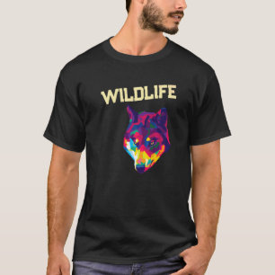 T-shirt Loup Coloré Géométrique Animaux Sauvages Zoo Faune