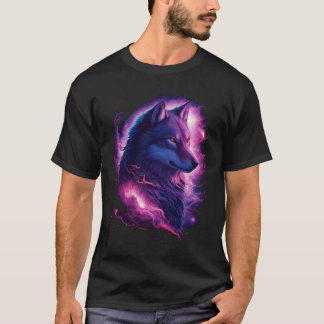 T-shirt Loup cosmique : Nature majestueuse et fusion Unive