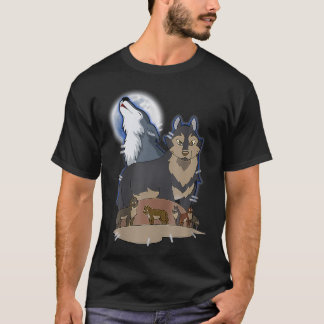 T-shirt Loup De Chasseur À Lune Gray Wolf Chasse Loup Anim