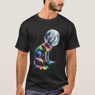 T-shirt Loup de la forêt lunaire vintage cosmique amant de