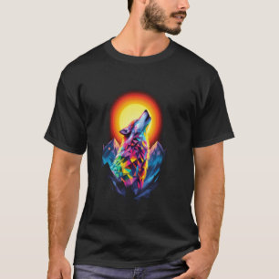 T-shirt Loup de la forêt lunaire vintage cosmique amant de
