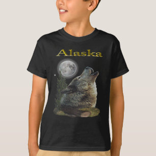 T-shirt Loup de l'Alaska et lune