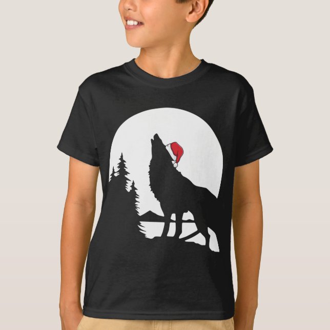T-shirt Loup de Noël Père Noël Pyjama Cool Lune (Devant)