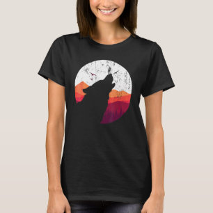 T-shirt Loup de Pleine lune de loup d'animal prédateur hur