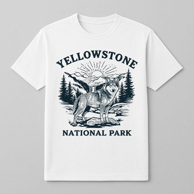 T-shirt Loup de Yellowstone et cascade (Créateur téléchargé)