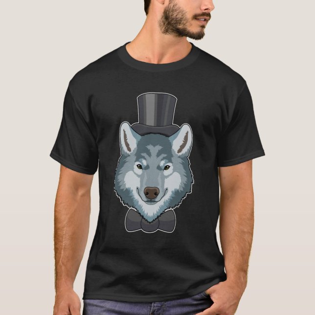 T-shirt Loup en marié avec nœud papillon (Devant)