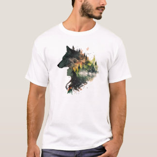 T-shirt loup et fille indienne