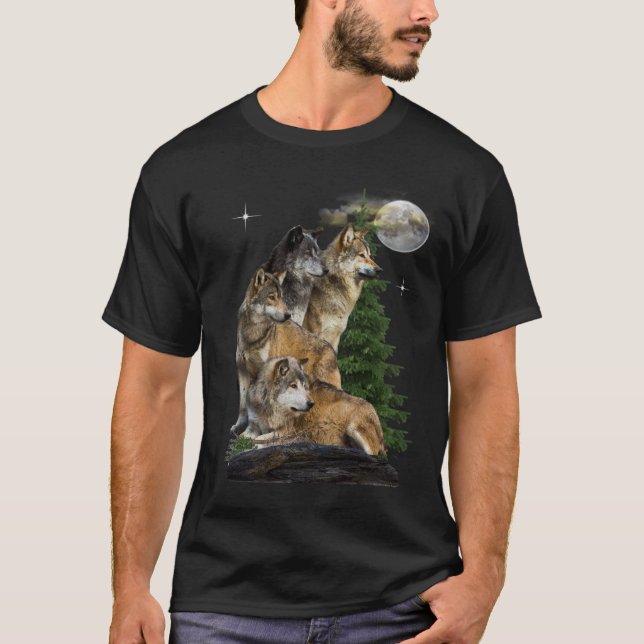 T-shirt loup et lune (Devant)