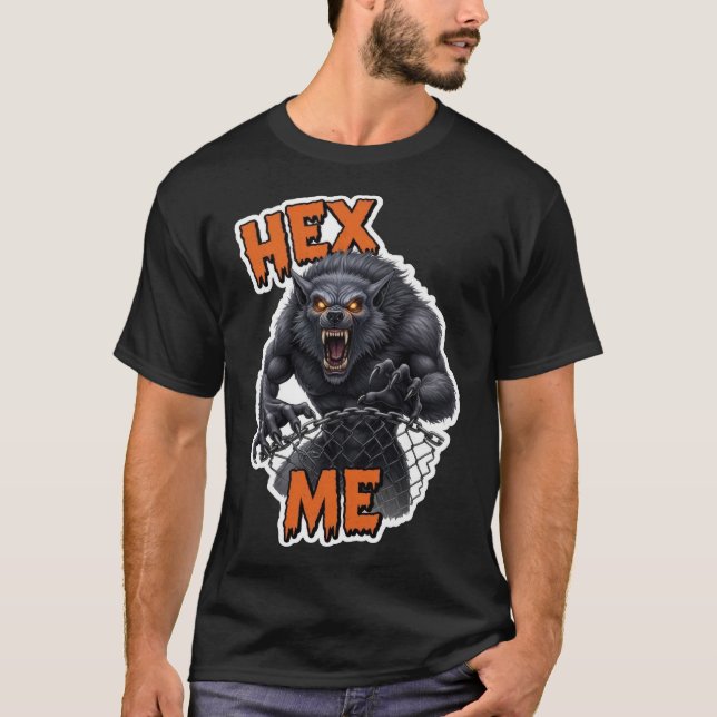 T-shirt Loup-garou furieux aux yeux brillants et aux crocs (Devant)