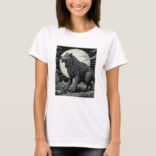 T-shirt Loup-garou vintage devant la pleine lune