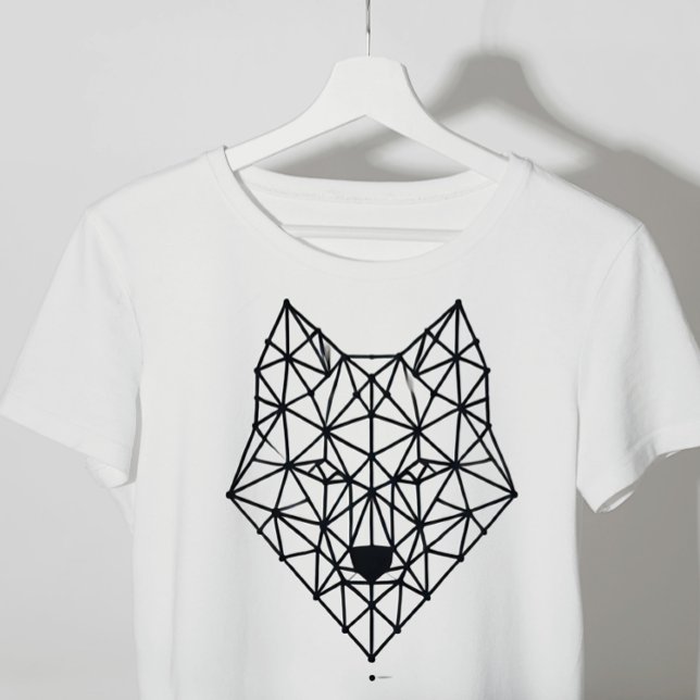 T-shirt loup géométrique noir (Créateur téléchargé)