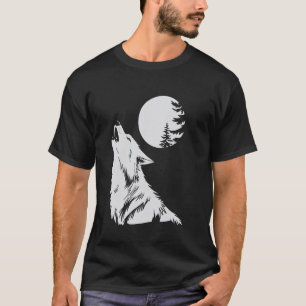 T-shirt Loup Graphique Hurlement Lune Forêt Nature Animal