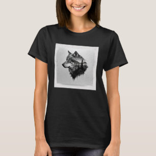 T-shirt Loup gris Peinture Splatter Guerrier Animal sauvag