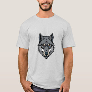 T-shirt Loup gris vert avec yeux ambrés