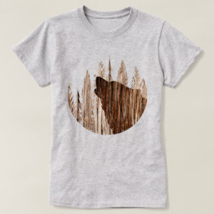 T-shirt Loup-Howling En Bois Texturé