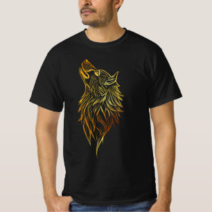 T-shirt Loup hurlant doré – Conception d'animal spirituel