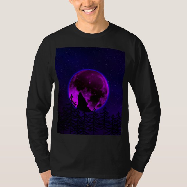 T-Shirt LOUP HURLANT LUNE MAGENTA (Devant)
