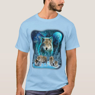 T-shirt Loup hurlant Sur La Lune Loups Animaux sauvages Lo