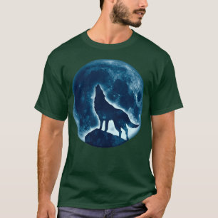 T-shirt Loup hurlante pleine lune de loups de chien sauvag