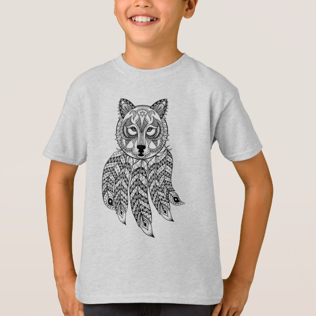 T-shirt Loup inspiré avec Dreamcatcher (Devant)