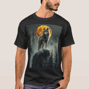 T-shirt Loup Majestueux Sous la Lumière de la Lune – Graph