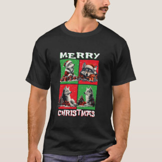 T-shirt Loup mignon Père Noël Animaux Amoureux Joyeux sapi