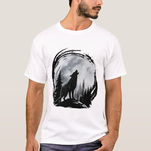 T-shirt Loup noir (Devant)