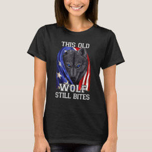 T-shirt Loup Noir cool Drapeau Américain Ce Vieux Loup Tou