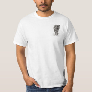 T-shirt Loup noir en colère dans la neige, hiver sauvage