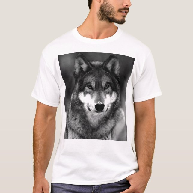 T-shirt Loup noir et blanc (Devant)