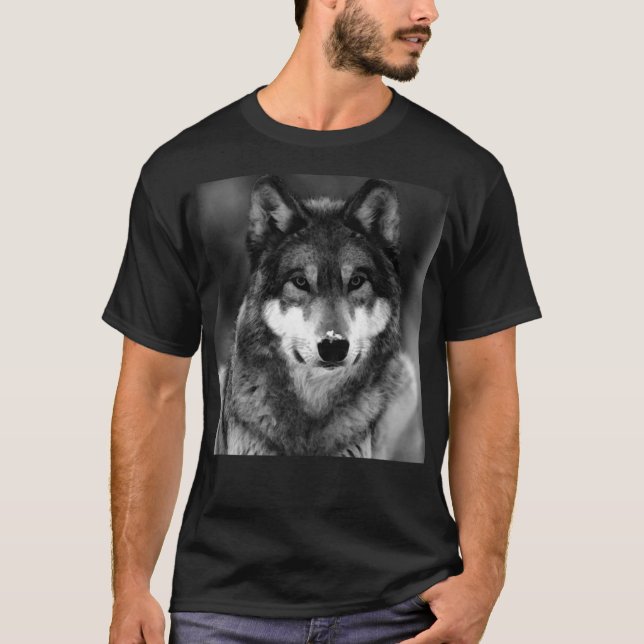 T-shirt Loup noir et blanc (Devant)
