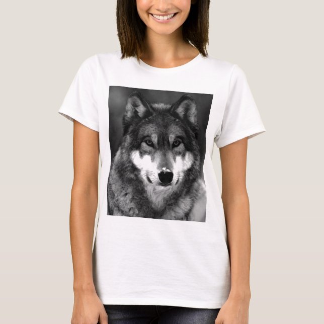 T-shirt Loup noir et blanc (Devant)