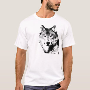T-shirt Loup noir et blanc