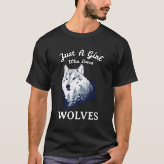 T-shirt Loup Pour Femmes Enfants Juste Une Fille Qui Aime 