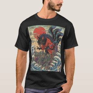 T-shirt Loup Rogue sur le coucher de soleil néon de Tokyo