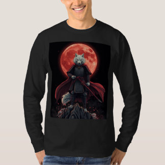 T-shirt Loup Ronin sous la Lune Cramoisi