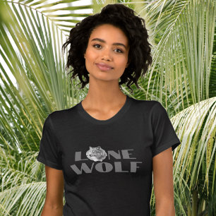 T-shirt "Loup solitaire" ou votre message, gros texte gris