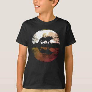 T-shirt Loup solitaire sous la pleine lune