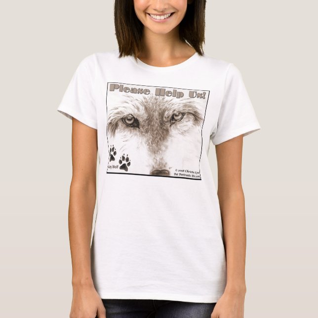 T-shirt Loup… Veuillez nous aider ! (Devant)