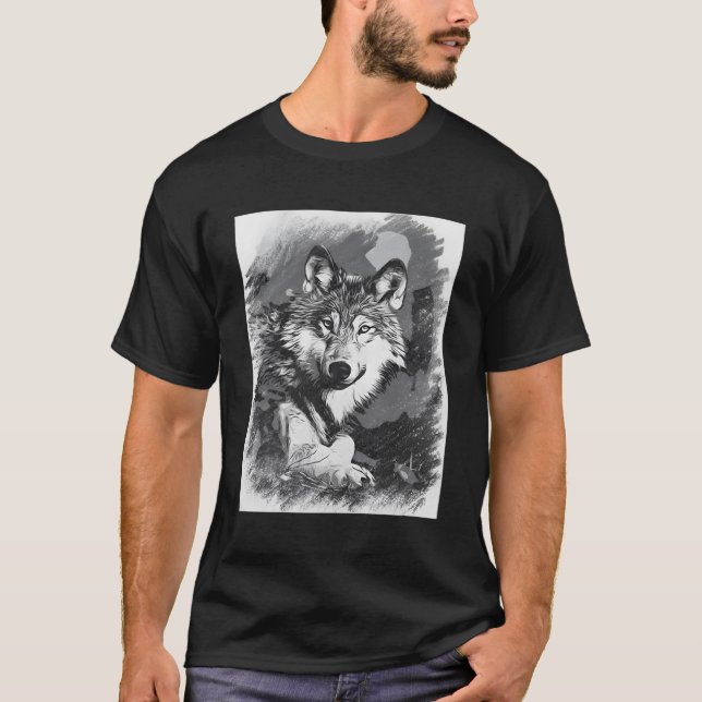 T-shirt Loup vintage (Devant)