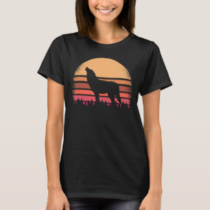 T-shirt Loup Vintage hurling à la lune les années 70 80s R