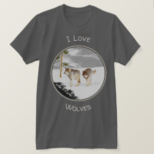 T-shirt Loups en peinture sur neige - Art original de la f