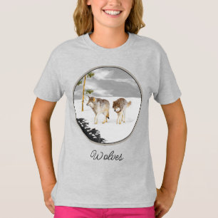 T-shirt Loups en peinture sur neige - Art original de la f
