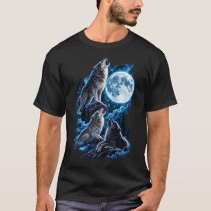 T-shirt Loups hurlants Art mural Pleine Lune – Meute de Lo