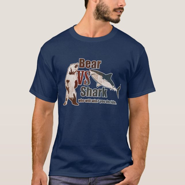 T-shirt L'ours contre le requin, qui gagnera ? (Devant)