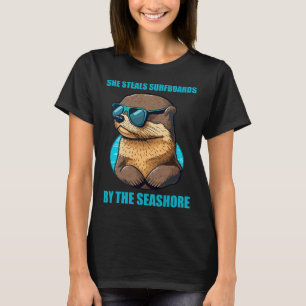 T-shirt Loutre 841 Loutre qui surfe Elle vole des planches