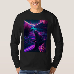 T-shirt Loutre de mer cool synthwave Loutre errante