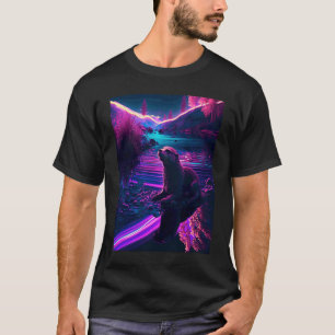 T-shirt Loutre de mer cool synthwave Loutre errante