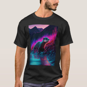 T-shirt Loutre de mer cool Synthwave Loutre errante 1